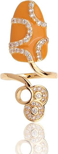 Jean Beau Finger Nail Ring for Women Teen Art Rhinestones Finger Tip Rings Gold Metal Nail Decoration Nail Protect Fashion Jewelry Gift
