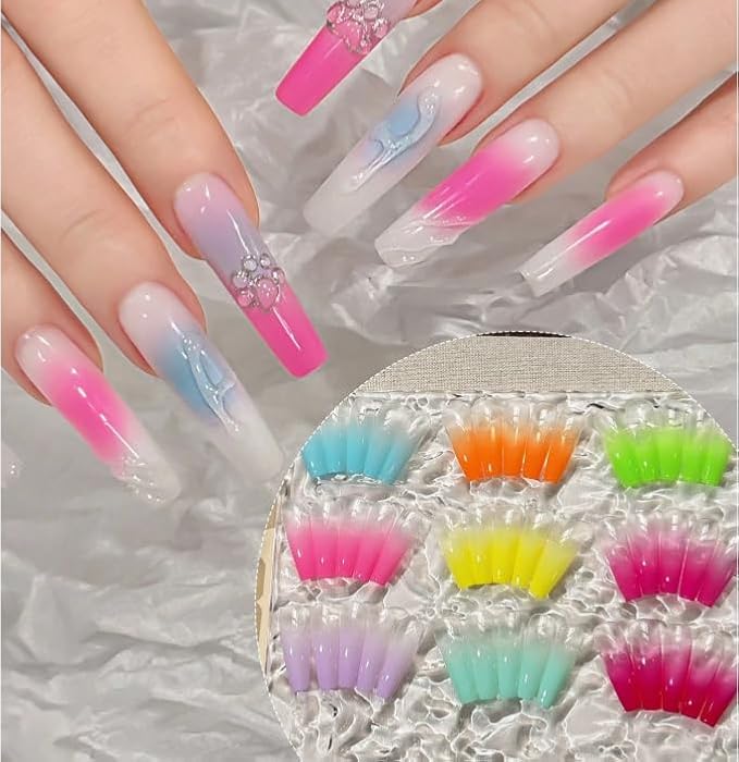 Gradient Pat Pat Gel, 9 Colors Ombre Gel Nail Polish with Nail Sponges & Airbrush Stencils for Ombre Gel Airbrush Nails, Y2K Pallet Patting Gels for Nails