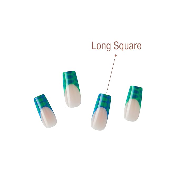 GoldFinger 24 Pcs Press On Nails, Long Square Fake Nails, Blooming French Tip Gel Stick On Extensions, Reusable Full Cover False Nail Kit with Glue, Manicure Stick & File, 7 Day Long Lasting Wear