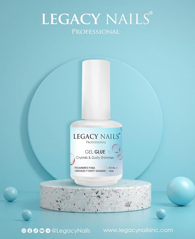 Legacy Nails Professional Gel Glue Crystals & Dusty Shimmer 0.5oz - Adhesive Gel for Crystals, Rhinestones & Nail Art Gems, Quick-Drying, Long-Lasting, Soak-Off, Easy to Use UV LED