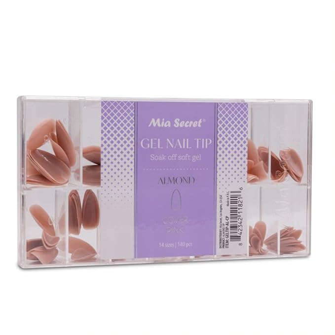 Mia Secret Soak off Soft Gel Nail Tip MADE IN USA for Salon and DIY (Cover Pink, Almond)