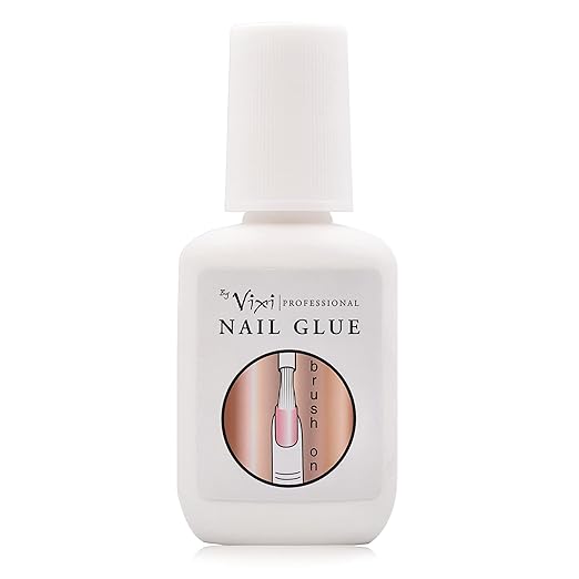 15ml By Vixi Extra Strong Nail Glue with Brush and Free PREP File Clear Instant Dry Adhesive, Professional Salon Quality
