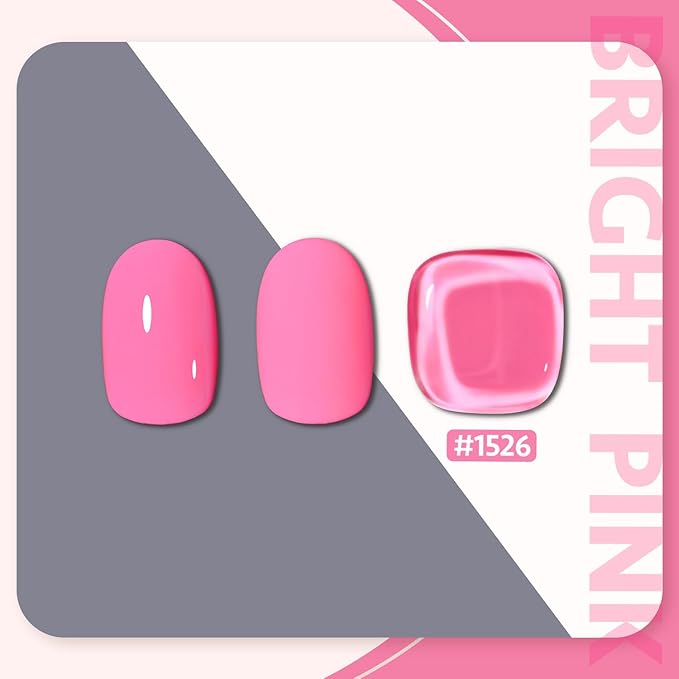 GAOY Bright Pink Gel Nail Polish, 16ml Soak Off UV Light Cure Gel Polish for Nail Art DIY Manicure at Home, Color 1526