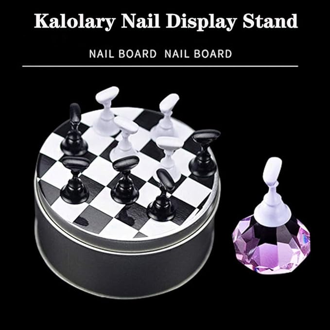 Kalolary Nail Art Display Stand - Magnetic Tips Holder, Crystal Holder, Chessboard, DIY Practice Stand (Purple)