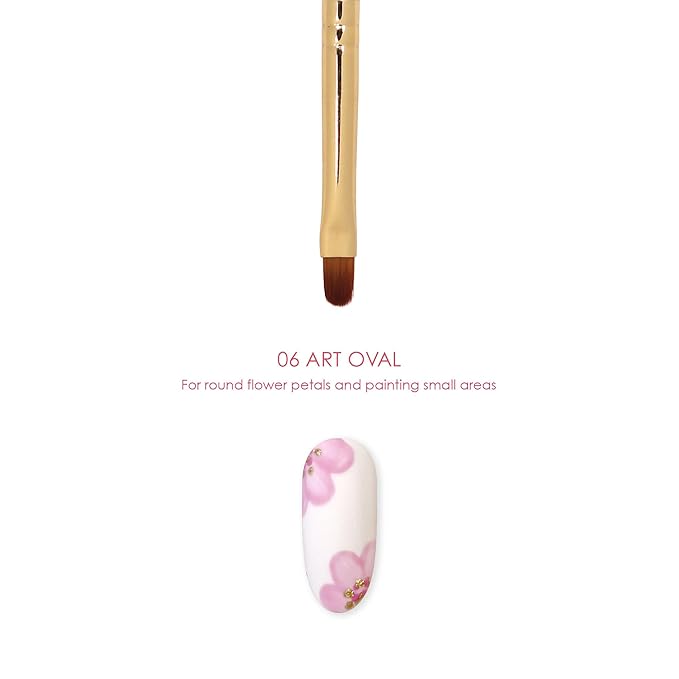 Daily Charme Nail Art Brush / 06 Art Oval, Small Flat Oval Brush for Creating Round Flower Petals & Painting Small Area, DIY Home/Professional