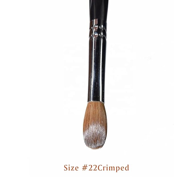 Yasterd Acrylic Nail Brush 100% Kolinsky Acrylic Brushes for Nails Size 22 Oval Crimped Shaped Nail Brushes for Acrylic Application Black Wood Handle Professional Nail Art Powder Brush Manicure Tool