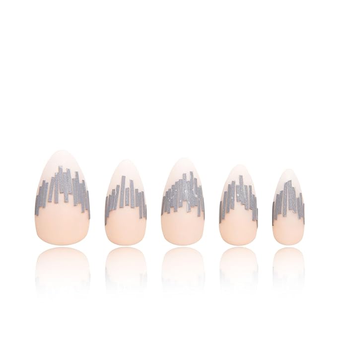 LOVFUL Press on Nails Rhythm Field | Handmade with Full Covered Crystals | Reusable Fake Nails | Almond Regular 1.0 in | H288-L