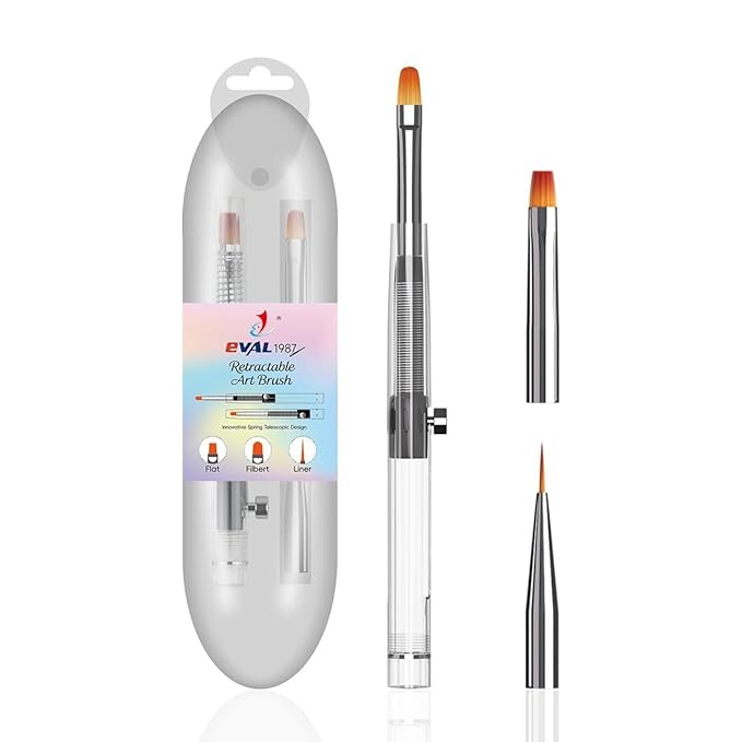 Nail Art Brushes Set, YIHUALE Push Contact Builder Nail Extension Gel Brush, Gel Polish Art Design Pen Painting Tools, Nail Art Liner Brush and Dotting Pen for Salon, DIY (White, 1+2)