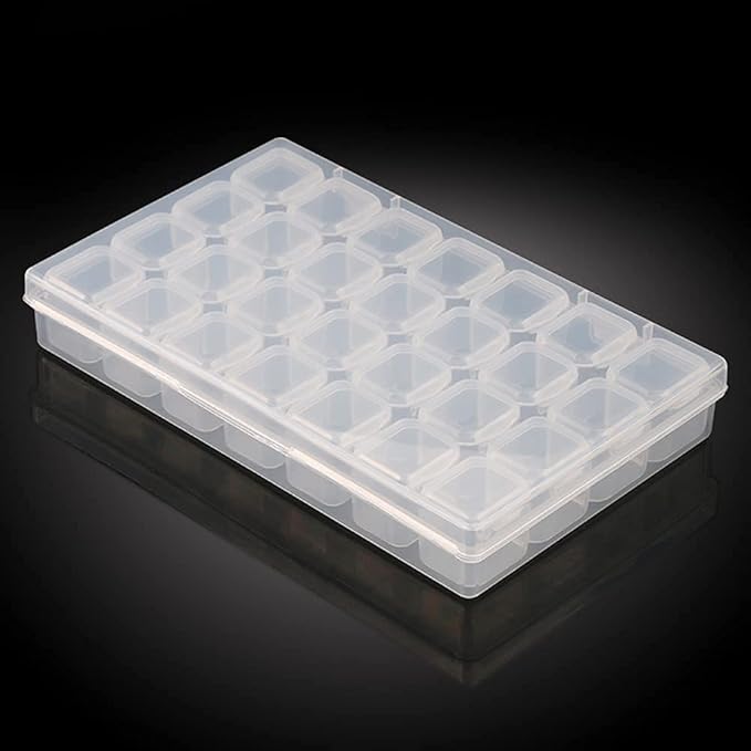 Rhinestone Organizer Box, 3D Acrylic Nail Charms Storage Box,Transparent Plastic Nail Gems Caviar Beads Pearls Nail Art Accessories Display Holder eye jewelry Collecting Container 28 Slots