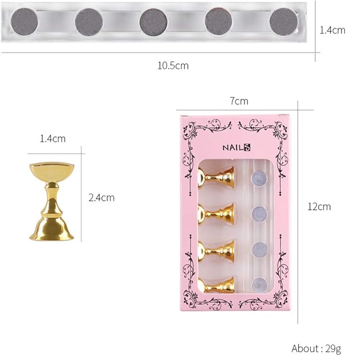 Etercycle Acrylic Nail Display Stand DIY Nail Crystal Holder Magnetic Practice Stands with Reusable Adhesive Putty Clay for False Nail Tip Manicure Tool (2 Sliver)