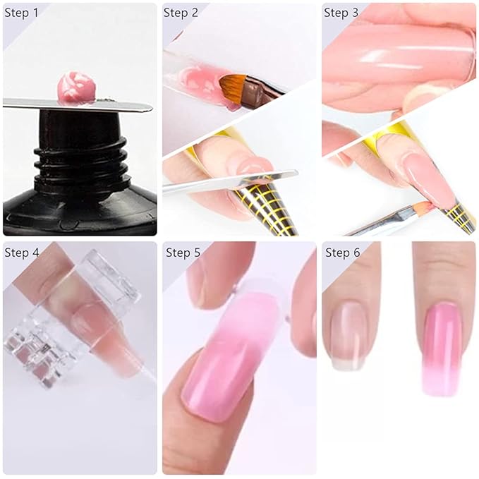 LIONVISON Poly Gel Nail Forms: 120Pcs Stiletto Shape Extension Gel Nail Molds Clear Acrylic Nail Tips - 100Pcs Nail Forms Stickers for Polygel with Dual-Ended Nail Brush and Nail File