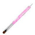French Manicure Brush, Esclane 2 Way French Nail Brush with Dotting Tool for Manicure Cuticle Clean Up Nail Art Design, French Tip Brush (Pink, #16)