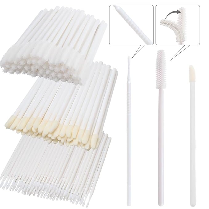 300 Pack Disposable Spoolies Brushes Sets Mascara Wand Lip Brushes Cotton Swab for Eyebrow Eyelash Extension Tattoo Lipstick Applicator