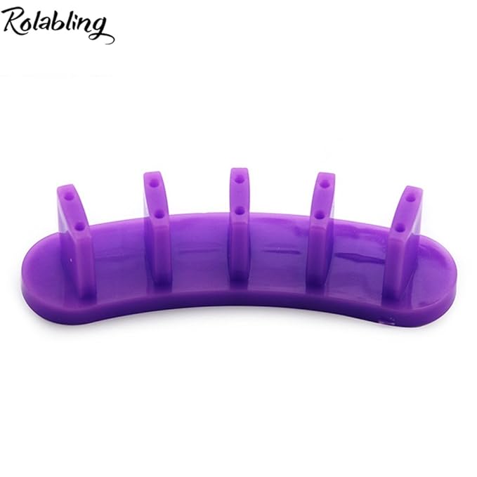 3pcs False Nail Art Tips Practice Display Stand Tool with 10 pcs False Nail Tips for Gel Nail Polish DIY Nail Training Tools (Purple)