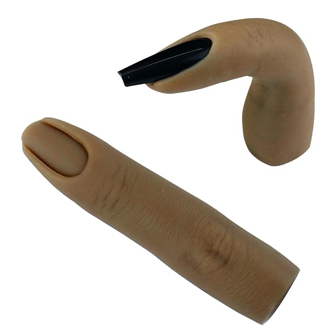 Silicone Fake Finger to Practice Fake Nails, Bendable Nail Practice Fingers Hand, Silicone Practice Fingers for Acrylic Nails,Life Size Nail Training Finger for DIY Nails(Color 2)