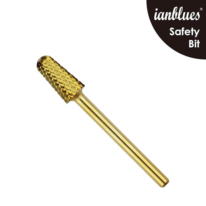 Safety Bit, Nail Drill for Electric Manicure Drill Machine, Fast Remove Nail Gels, Acrylic Gels and Nail Colors (Coarse -C, Gold)