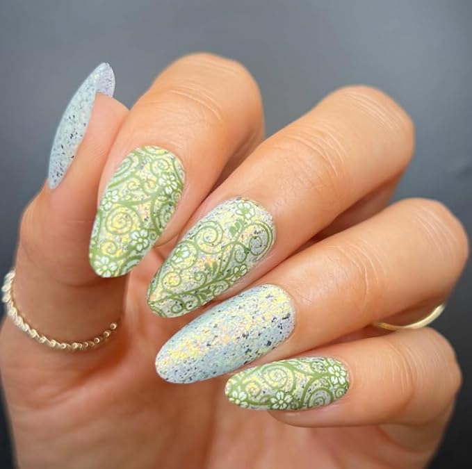 Maniology Floral Swirls Nail Stamping Plate | Swirling Flower Designs for Elegant DIY Manicures – Reusable Rectangular Stainless Steel Nail Art Template