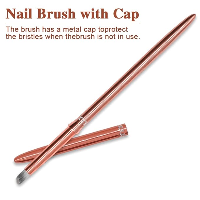 SILPECWEE 1pc Kolinsky Ombre Nail Brush Acrylic Nail Art Brushes Rose Gold Nail Pen Nail Design Brush Nail Polish Brushes Ombre Brush for Gel Nails Manicure Brush Nail Art Tools
