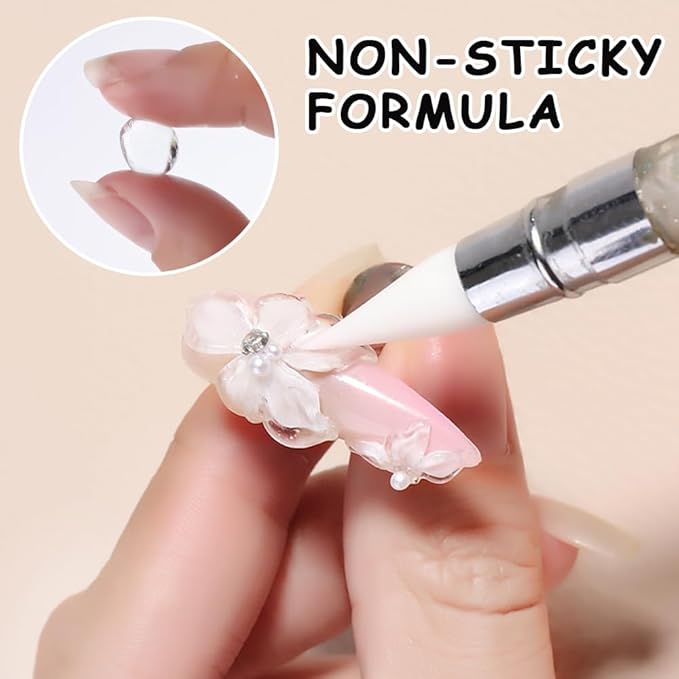 Solid Builder Gel for Nails, 60g Clear 3D Sculpting Modeling Carving Non-Sticky Hand Hard Gel Nail Extension Glue with Chrome Powder and Silicone Sculpture Pen Nail Art Salon Home DIY
