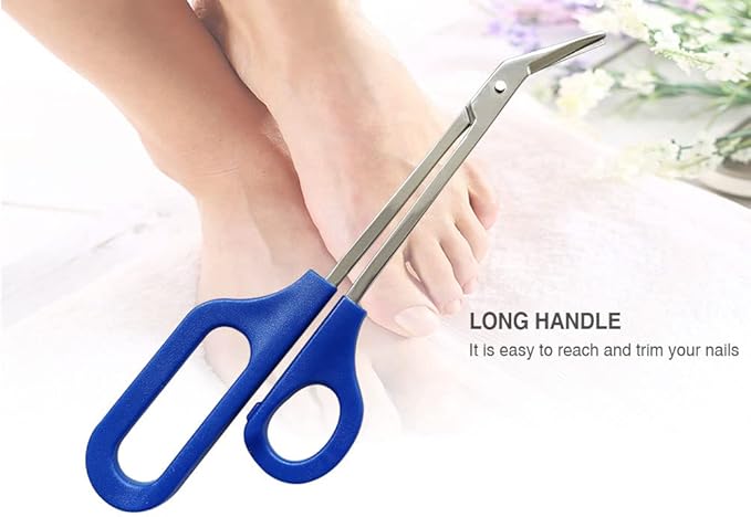 Long Handle Toenail Scissors for Adult Seniors & Easy Reach Long Handled Clipper for Thick Toe Nail with Ingrown Toenail File