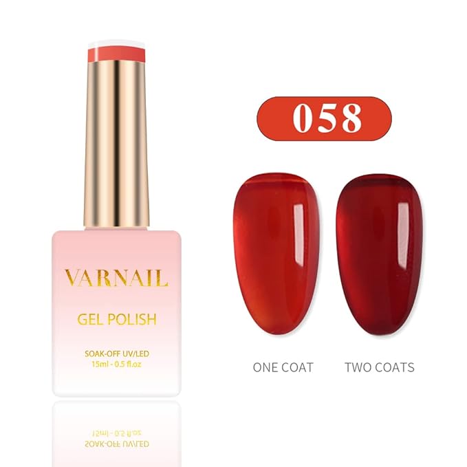 VARNAIL Jelly Gel Nail Polish Kit 6 Colors, Translucent Brown Sheer Series, Soak off U V Light Gel Nail Polish 15ml/ Bottle, Nail Art Manicure DIY Home Salon for Women Girls