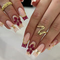 Long Square Press on Nails,Handmade Acrylic Press on Nails with Designs，Long Press on Nail for Women 24pcs