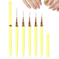Metallic Nail Art Pens, 2026 New Liner Brushes Set, 5PCS Black Color Nail Tools For Long Lines, Fine Drawing, Liner Brush UV Gel Polish Painting Nail Design Sizes 6/9/11/16/24mm (yellow)