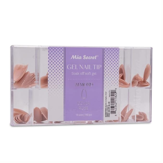 Mia Secret Soak off Soft Gel Nail Tip MADE IN USA for Salon and DIY (Cover Rose, Almond)