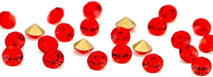 1440pcs Rhinestones Round Point Back Crystal Gem Glass Diamante Rhinestones Nail Art Decoration Jewelry Finding Beads Craft Gems (Red, 2.5mm)