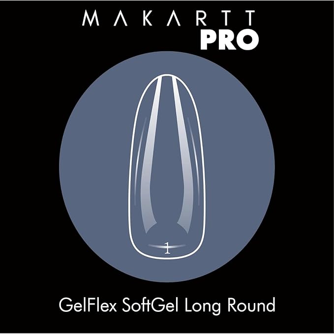 MakarttPro GelFlex Soft Gel Tips 500pc Box – Long Round Shape – 14 Sizes 00–9 – Clear Soft Gel Extensions – Easy to Apply, Lightweight, Professional Salon Quality
