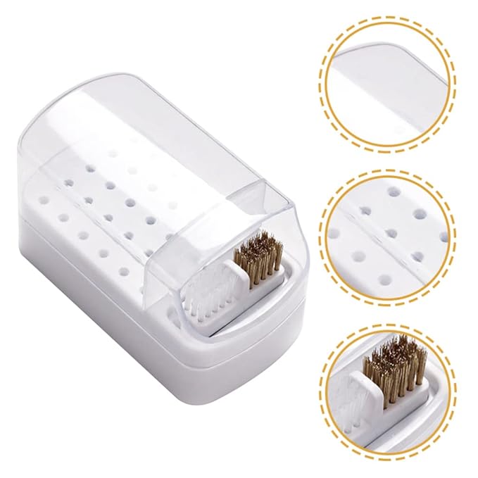 minkissy Nail Drill Bit Holder 30-Slot Storage Case Organizer for Manicure Grinding Heads Dustproof Nail Tool Display Box for Salon and Home