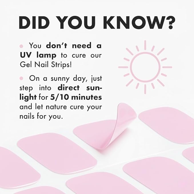 MOYOU LONDON Semi Cured Gel Nail Strips - 20 Pcs. Waterproof Gel Nail Wraps, Cures in Sunlight or UV/LED Lamp, Lasts Up to 2+ Weeks, Stretchable, Easy to Apply & Remove, Vegan & Cruelty-Free