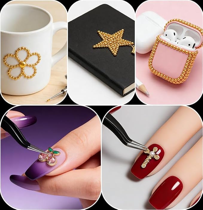 Gold Nail Charms and Gems Set, 4 Boxes DIY Nail Decorations Kit, Gold 3D Cross Flowers Nail Art Charms, Champagne Rhinestones Gems Charms Y2K for Nails, Cool Punk Style Nail Charms