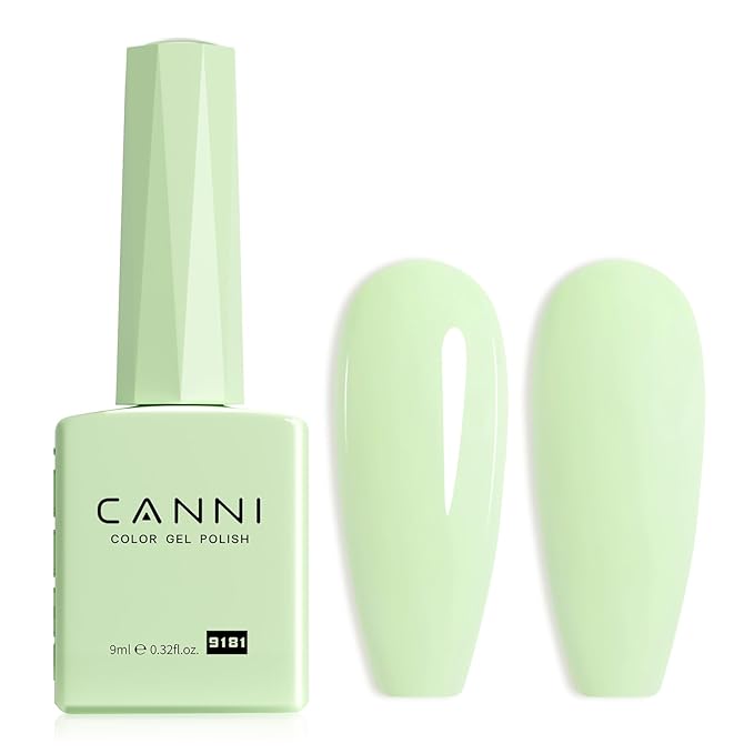 CANNI Mint Green Gel Nail Polish, 1Pcs Pastel Light Green Gel Polish Lime Sage Color Soak Off U V Nail Manicure Salon DIY at Home