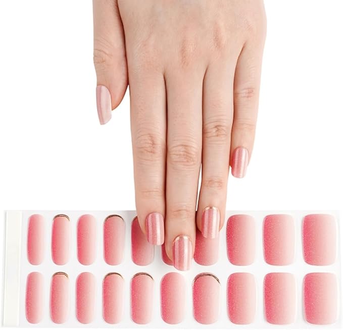 20pcs Semi Cured Gel Nail Strips Salon Quality DIY Wraps UV Light Required