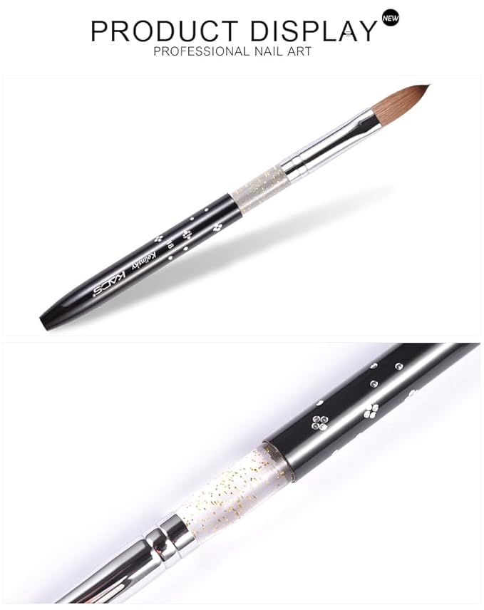 Size 18# Black 100% Kolinsky Sable Acrylic Nail Art Brushes UV Gel Nail Painting Pen Brushes (Size 18)