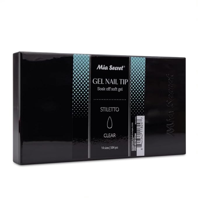 Mia Secret Soak off CLEAR Soft Gel Nail Tip MADE IN USA for Salon and DIY (Clear 504 Tips, Stiletto)