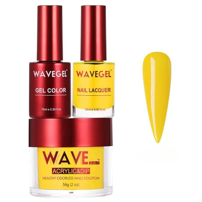 WAVEGEL Soak-Off Gel, Nail Lacquer & Acrylic/Dip Powder Matching Set - Queen Collection - #020 Limoncello