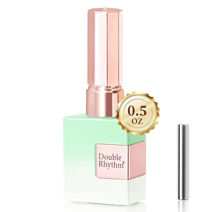 Double Rhythm 15ML Jelly Glass Cat Eye Gel Polish with Magnet Holographic Glitter Shimmer Translucent Sheer Color Salon Soak Off Magnetic Nail at Home (Pale Green-MC1198)