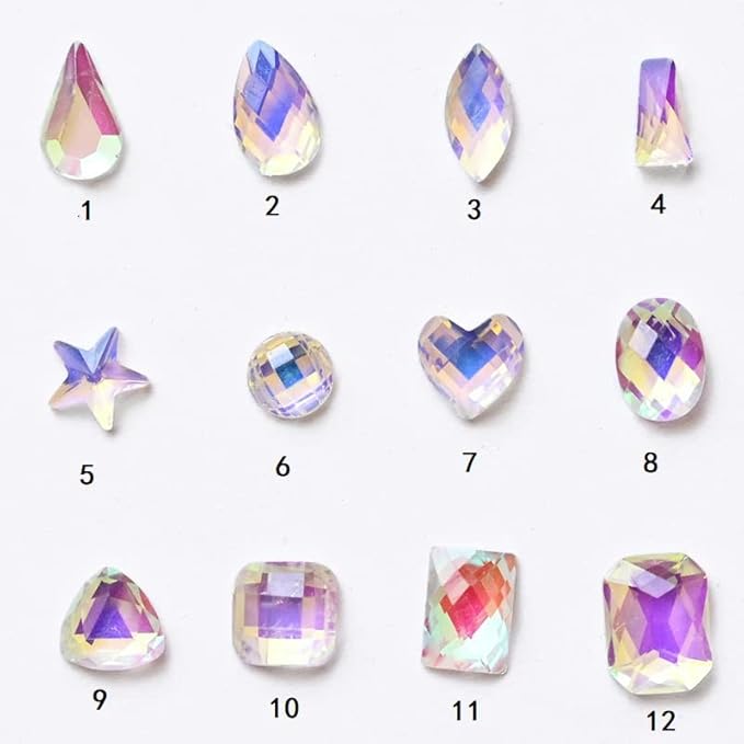100PC Flatback Rectangle Rhinestones Nail Art Rhinestones AB Crystals Glass Stones 3D Nail Jewelry Accessories