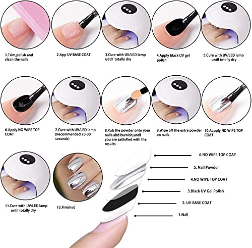6 Box Chrome Nail Powder, Chrome Effect Nail Powder Set, Shiny Nail Glitter Powder with Magic Mirror Effect for Nail Art Design Decoration(Fluorescent Color Series)