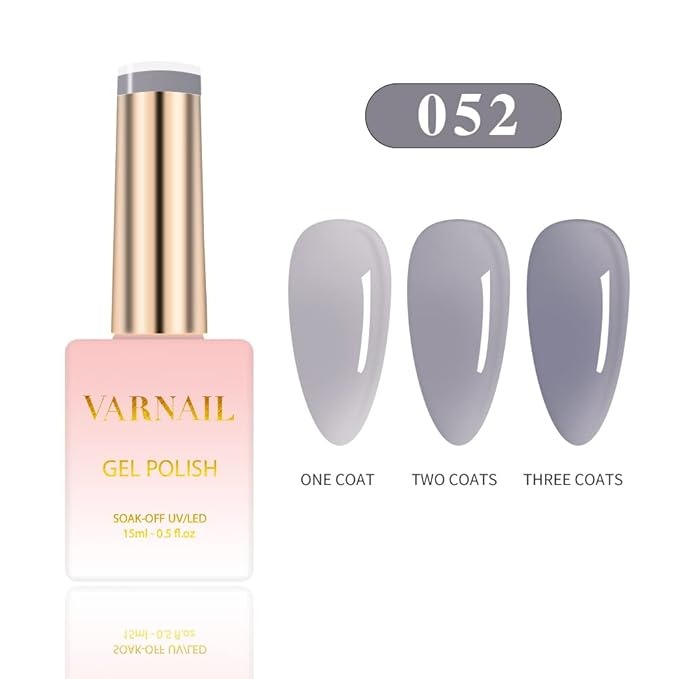 VARNAIL Jelly Gel Nail Polish Kit 6 Colors, Translucent Amber Sheer Series Gel Polish, Soak off U V Light Gel Nail Polish 15 ml/Bottle, Nail Art Manicure DIY Home Salon for Women Girls (Tea Time)