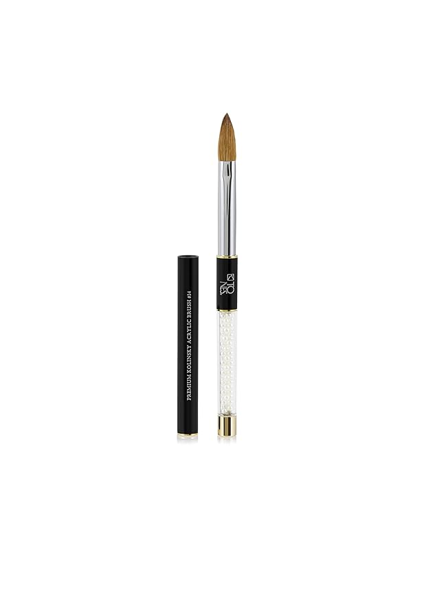 Tones Kolinsky Acrylic Nail Brush - 100% Kolinsky Sable Hair Brush for Acrylic Nails - Ultra Precise Nail Sculpting and 3D Nail Art Brush (#14, #14)