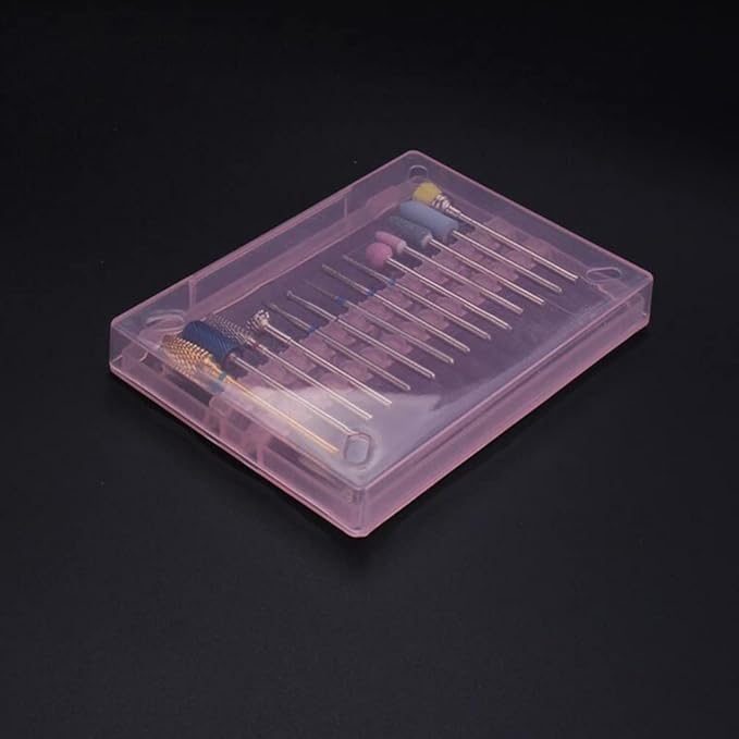 Beaupretty Nail Drill Bits Storage Box 14 Holes Organizer Case for Manicure Polishing Grinding Head Display 4 Pieces Compact Nail Art Tool Holder