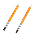 French Brush for Nails Premium 2 Way French Gel Acrylic Nail Art Brush and Dotting Tool, 2 Pcs French Tip Brush 14 and 16 Professional Nail Salon Quality Brush, Nail Dotting Pen (Orange)
