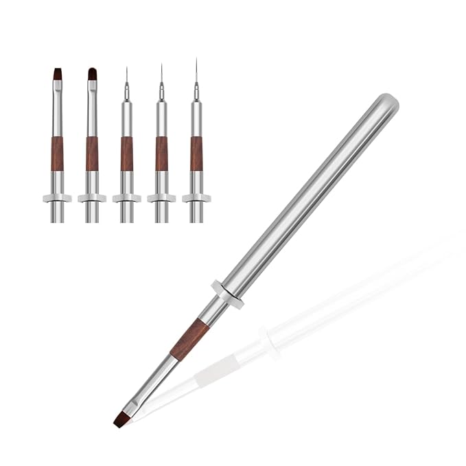 Nail Art Brushes, Metalic Nail Art Liner Brush with 4Pcs Brush Heads