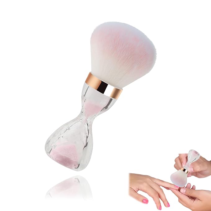 Dust Brush for Nails Fluffy Nail Duster Brushes for Cleaning and Dusting Powder Pink Nail Art Brush for Manicure Lean Up Tools to Brush Off Dust Under Clawd Home or Salon Use