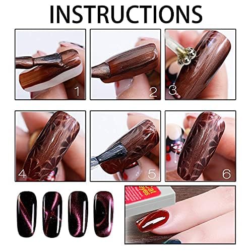 Ideal Swan Magnet Nail Art Polish Tool Set, Cat Eye Gel Polish 3d Gel Nails Cat Eye Plastic Tool, Magnetic Cat Eye for Salon Studio Home Manicure (15 Piece Set)