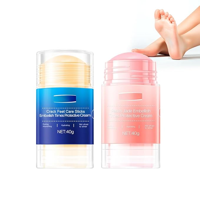 Crack Feet Care Sticks,2 Pack Repair Heel Balm Stick for Dry Cracked Feet,Hand Foot Care Cream Sticks-Moisturizing,Smoothing,Softening,Nourishing and Remove Dead Skin,1.33 Oz