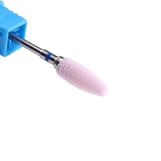 MZCMSL Pink Cone Shape Ceramic Drill Bit for Manicure Machine,Medium Grit Ceramic Burr, 3/32 Shank Electric Manicure Drill
